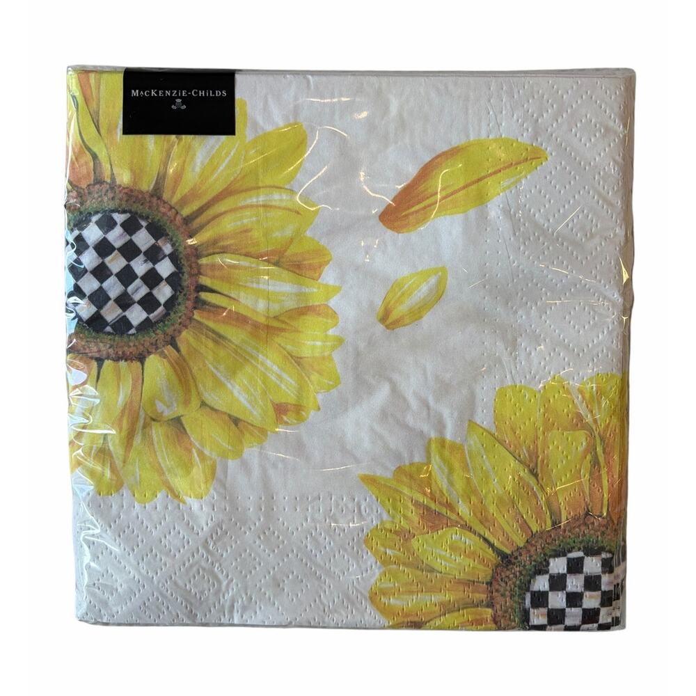 NEW Mackenzie Childs Sunflower Dinner Paper Napkins 8in Set of 20
